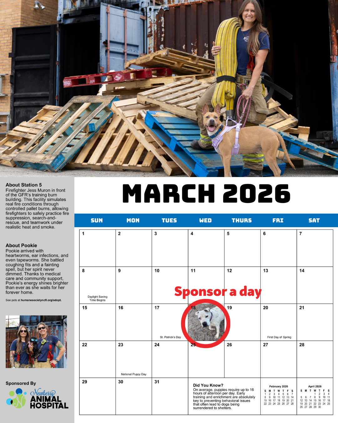 Calendar Month Page, showing different sponsorship options. 